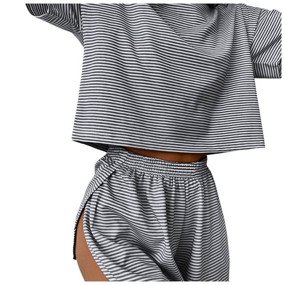 MuXiKeJi Clothes Short Sets for Women 2 Piece Outfits Summer Loose Lounge Set Ribbed Textured Knit Short Sleeve