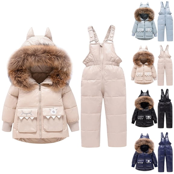 MuXiKeJi Clothes Snow Suit for Kids Boys Girls 2 Piece Snowsuit Winter Waterproof Windproof Outdoor Overalls Snowboarding Ski Suits
