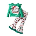 thumbnail image 1 of MuXiKeJi Clothes Stylish Toddler Girls Two Piece Christmas Party Outfit Festive Knit Sweater And Flared Pants Set With Adorable Printed Designs for, 1 of 6