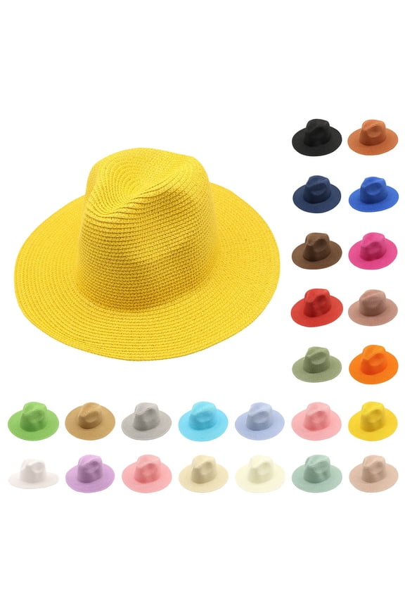 Sun Hats for Women, Wide Brim Straw Floppy Hat for Beach Summer Garden Packable Roll Up UPF 50+