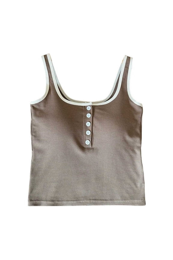 Tank Top for Women Built in Bra High Neck Ribbed Basics Tops Racerback Fitted Bra Tanks