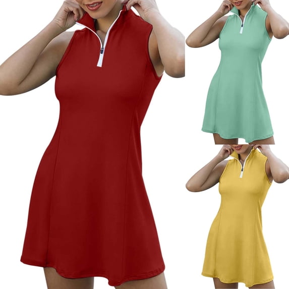 MuXiKeJi Clothes Tennis Dresses for Women with Shorts Dress with Built in Shorts and Pockets for Sleeveless Workout Athletic Dresses