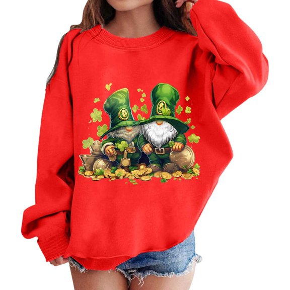 MuXiKeJi Clothes Toddler Boy Girl St Patricks Day Shirts Clover Shamrock Long Sleeve Irish Green Sweatshirt Tops for Kids 2-7 Years