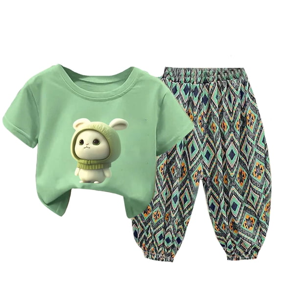 MuXiKeJi Clothes Toddler Girl Sets Winter Cute Animal Cartoon Round Neck Short Sleeve Top and Shorts Set Sport Sweatshirt Pullover Tops   Joggers Pants Toddler Girls Short Sets