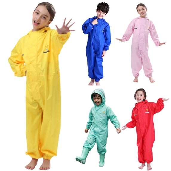 MuXiKeJi Clothes Toddler Rain Suit Baby Rain Suit with Hood Rainproof Coverall One Piece Rain Suit Kids(1-7 Years)