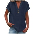 thumbnail image 1 of MuXiKeJi Clothes Tops for Women Summer V-Neck Tie Front Peasant Blouses Casual Puff Sleeve Loose-Fit Flowy Shirts Beach Vacation, 1 of 4