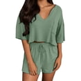 thumbnail image 1 of MuXiKeJi Clothes Two Piece Outfits for Women Lounge Sets Button Down Top and Shorts Set Sweatsuits with Pockets, 1 of 8