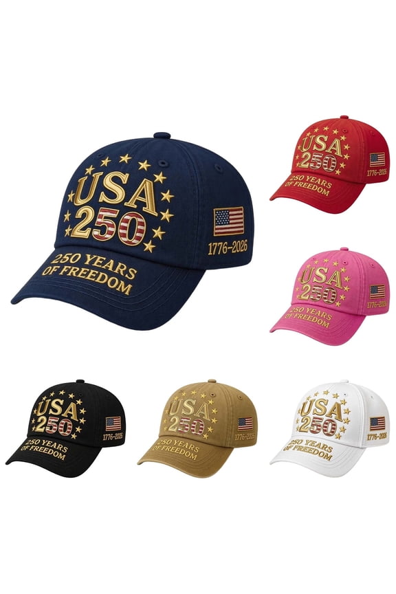 USA 250th Anniversary Distressed Casual Cap,Patriotic Theme 1776-2026 Commemorative Cap,Retro American Tribute Hat Gift Honoring Patriots & Veterans Blue