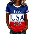 thumbnail image 1 of MuXiKeJi Clothes USA Anniversary 1776-2026 250th Birthday T-Shirt Women Flag 250th Anniversary Patriotic Casual Short Sleeve Top, 1 of 3