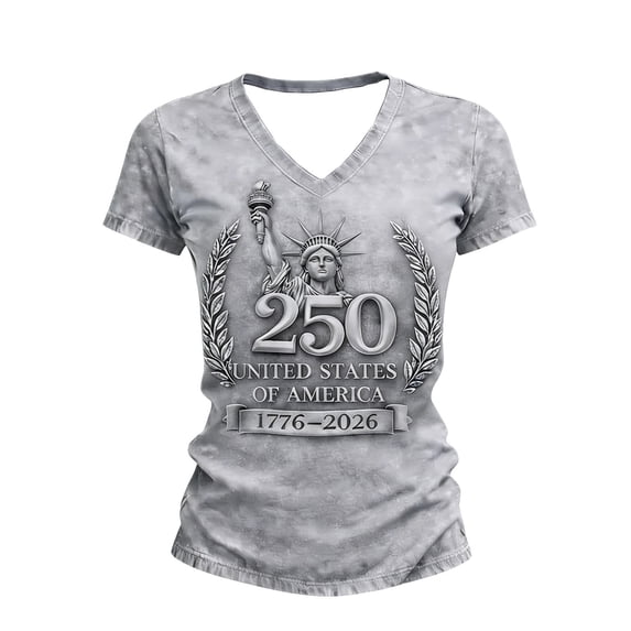 MuXiKeJi Clothes V Neck 4th of July Shirts for Women American Flag USA Graphic Patriotic T-Shirt Raglan Sleeve Tops Summer Tee