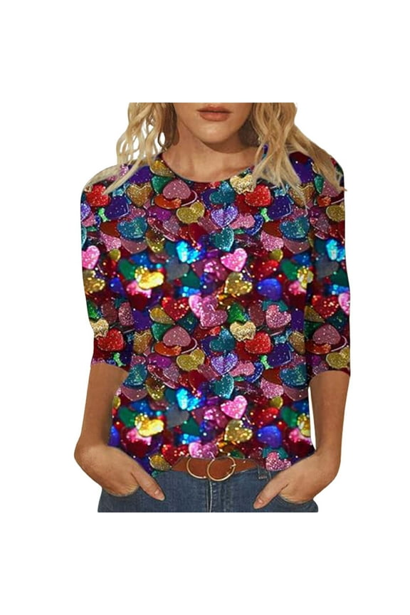 Valentines Sweatshirt Women Teacher Valentine Shirts sequin Love Heart Graphic Tee Valentine's Day Gift Pullover