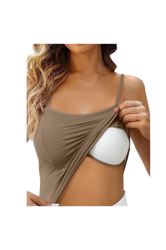 Women Built-in Bra Tank Tops Sleeveless Casual Shirts Racerback Ribbed Fitted Tank Tops