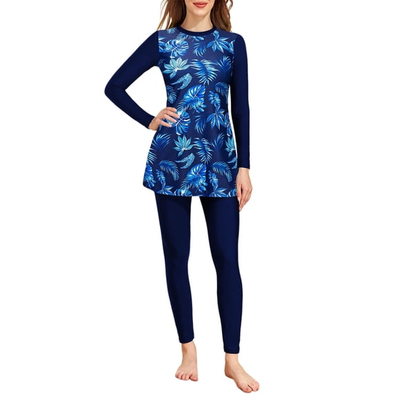 MuXiKeJi Clothes Women Modest Swimsuits Ruffle Full Coverage Arabic 2 Pieces Bathing Suit