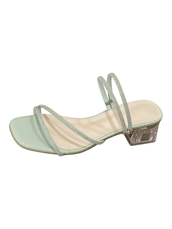 Women Square Toe Block Heels Strappy Sandals Ankle Buckle Platform Prom Heeled Pumps Wedding Party Evening Shoes