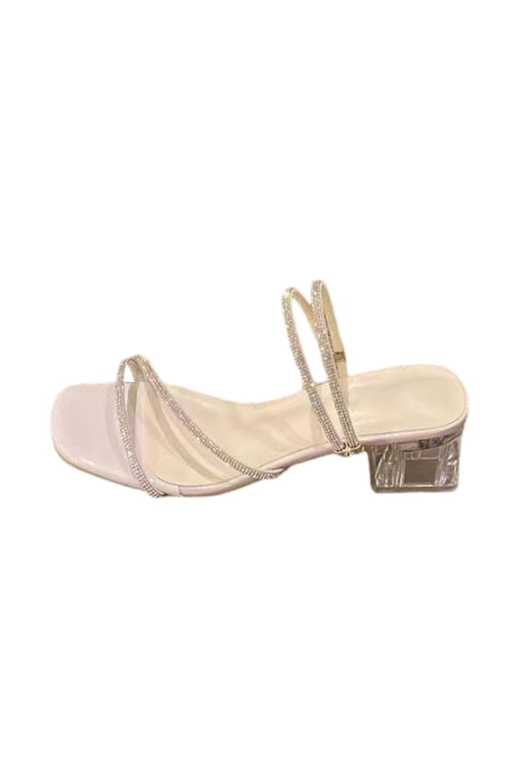 Women Square Toe Block Heels Strappy Sandals Ankle Buckle Platform Prom Heeled Pumps Wedding Party Evening Shoes