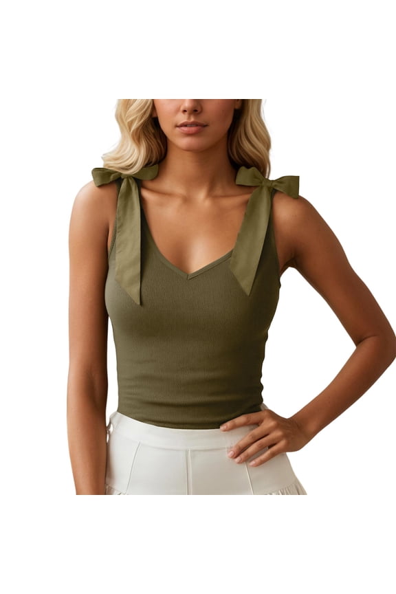 Women Tank Tops Ruched Shoulder Dressy Blouse Business Casual Outfits Sleeveless V Neck Shirt Beach Vacation Clothes