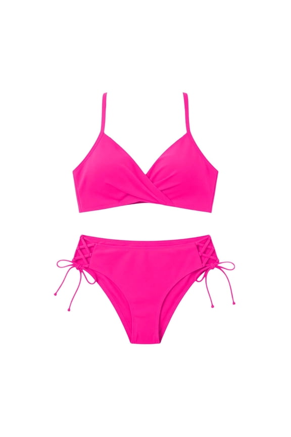 Women Two Piece Bikini Set Halter Triangle Swimsuit Cheeky String Bathing Suits