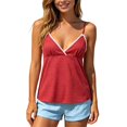 thumbnail image 1 of MuXiKeJi Clothes Women Y2k Lace Trim Cami Top Spaghetti Strap V Neck Peplum Camisole Summer Cute Fairy Tank Tops, 1 of 9