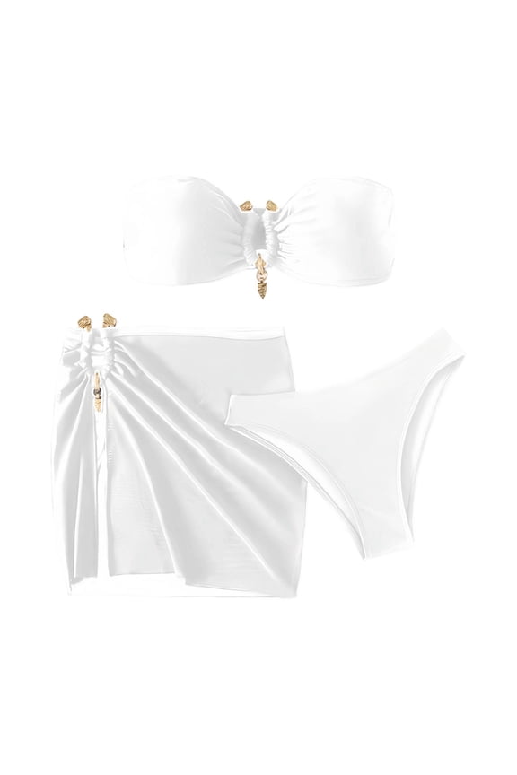 Women's Bikini Sets Beads Triangle Swimsuits 2 Piece String High Cut Cheeky Bathing Suits