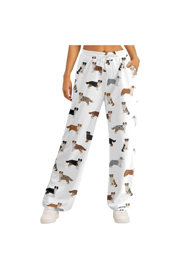 Women's Casual Printed Trousers Everyday Fashionable Elastic Waist Soft Comfortable Stylish Daily Wear Pants