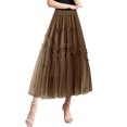 thumbnail image 1 of MuXiKeJi Clothes Women's Fashionable Mesh Midi Skirt with Elegant Bow Knot Detail and Pleated Design, 1 of 4