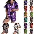 thumbnail image 1 of MuXiKeJi Clothes Women's Halloween Pajama Set Cute Ghost Pumpkin Print Milk Silk Brushed Button down Pjs Lounge Sleepwear Halloween Pajamas Women Satin,Women Christmas pjs, 1 of 9