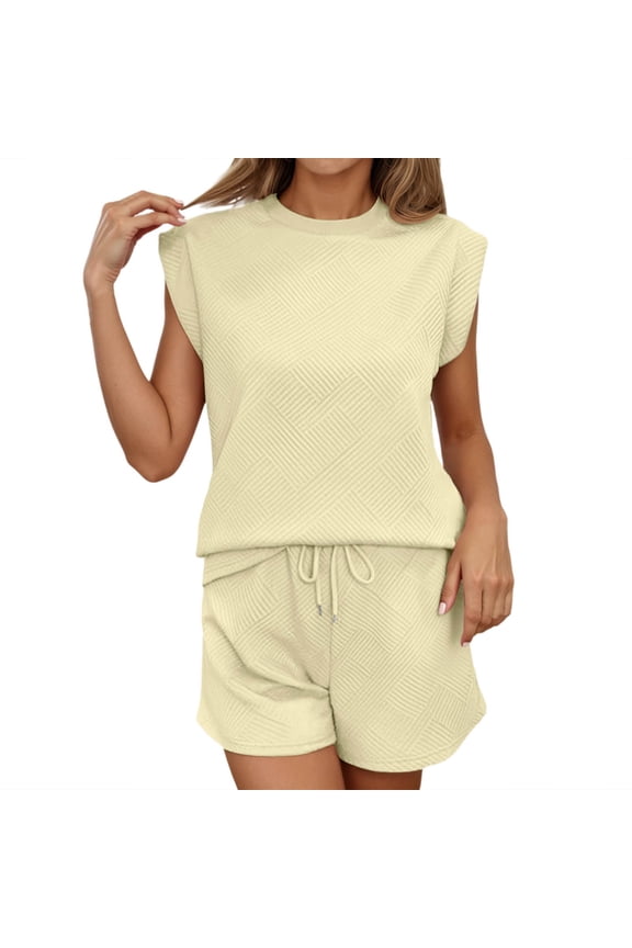 Women's Summer 2 Piece Outfits Sleeveless Tank Top Matching Shorts Sets Lounge Sets Beach Vacation Cruise Clothes 2026