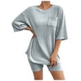 thumbnail image 1 of MuXiKeJi Clothes Women's Two Piece Lounge Sets 2026 Summer Casual Oversized Shirts Shorts Matching Airport Travel Outfit, 1 of 5