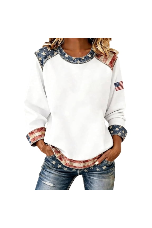 Women's USA 250th Anniversary Sweatshirt Patriotic American Flag Eagle Graphic Tee 1776-2026 long Sleeve Tops