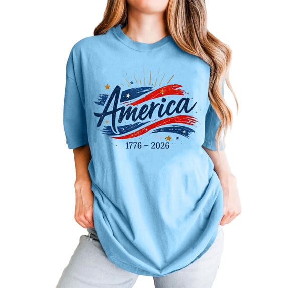 MuXiKeJi Clothes Women's Vintage Celebration 250Th Anniversary Red Casual T-Shirt Patriotic Shirts for Women