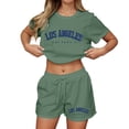 thumbnail image 1 of MuXiKeJi Clothes Womens 2 Piece Striped Shorts Set Ruffle Short Sleeve Tops Hight Waist Shorts Matching Sets Summer Vacation Outfits, 1 of 4