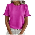 thumbnail image 1 of MuXiKeJi Clothes Womens Dressy Blouses Summer Solid Color Shirt Short-Sleeve T-Shirt Tops Round Neck Loose Blouse Trendy Work Clothes, 1 of 5