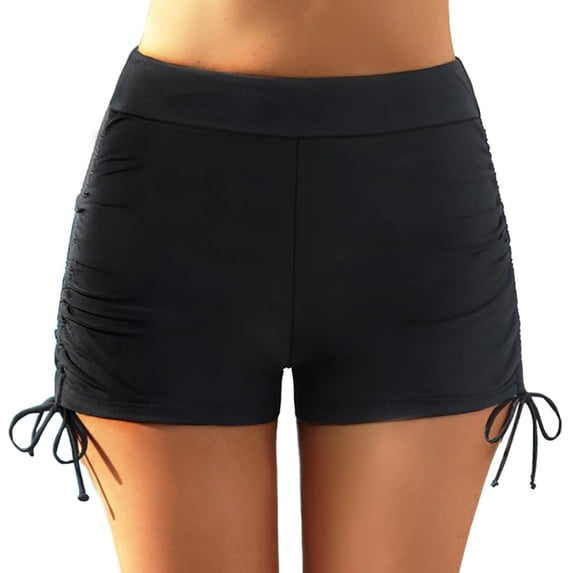 MuXiKeJi Clothes Womens Mesh High Waisted Swim Shorts Boy Shorts Bathing Suit Bottoms Bikini Board Shorts Side Drawstring Swimsuit