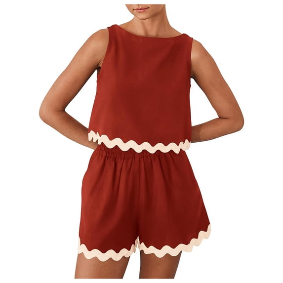 MuXiKeJi Clothes Womens Waffle Knit 2 Piece Short Sets Cap Sleeve Summer 2026 Matching Lounge Outfits Travel Beach Vacation Sweatsuit