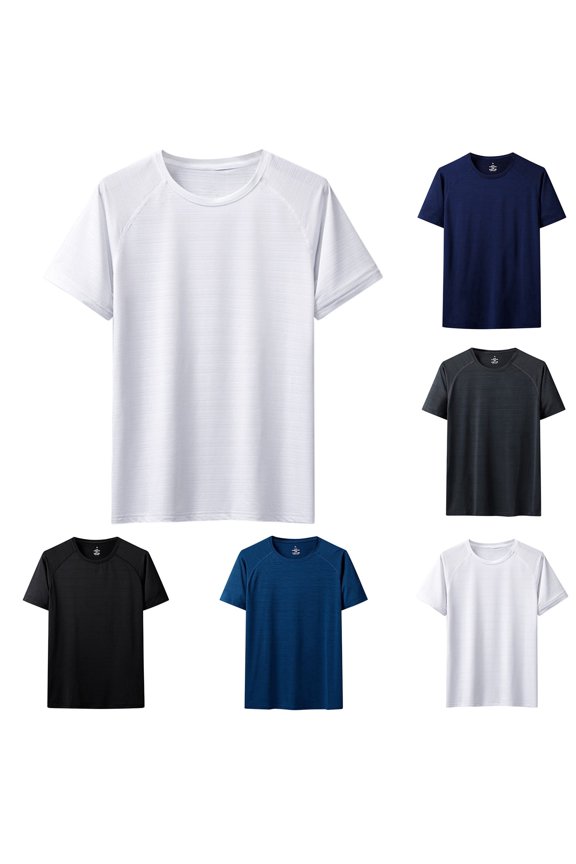 Workout Shirts for Men Quick Dry Running Gym Athletic Short Sleeve Tshirt Crew Neck Moisture Wicking Classic Tee Tops