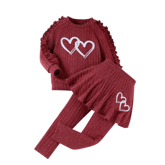 MuXiKeJi Clothes valentine outfit for girls size 10-12,Toddler Baby Girl Clothes Set Graphic Print Soft Hooded Sweatshirt Top Pocket Elastic Waist Pants Fall Outfits for Girls