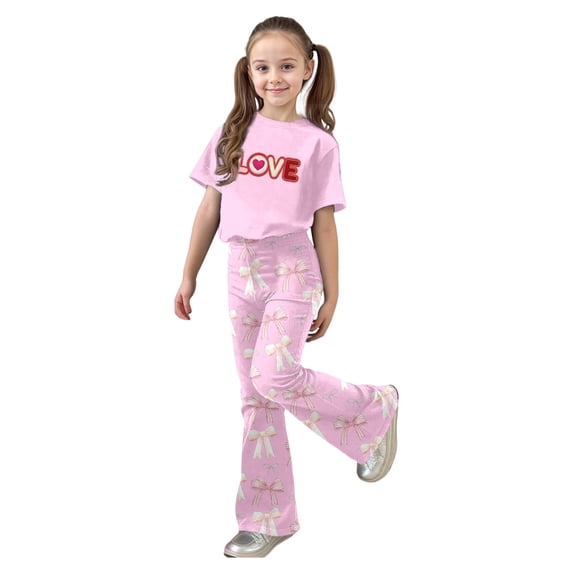 MuXiKeJi Clothes valentine outfit for little girls,Toddler Outfits for Girls 5t Letter Print Comfortable Sweatsuit Pullover Tops and Pants 2pcs Outfits Clothes Set