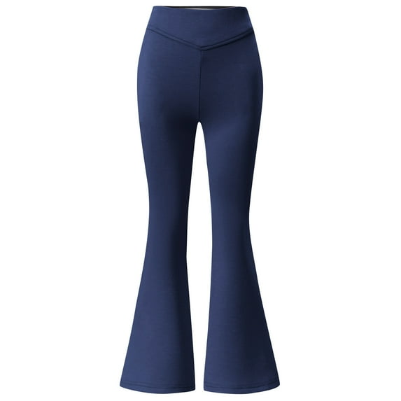 MuXiKeJi Girls Dressy Bell Bottom High Waisted Stretchy School Uniform Pants Yoga Bootcut Pants Flare Leggings 5-14 Years