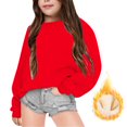 thumbnail image 1 of MuXiKeJi Girls Warm Fleece Sherpa Lined Hoodie Kids Winter Crew Neck Pullover Hooded Sweatshirt(5-12 Years), 1 of 8