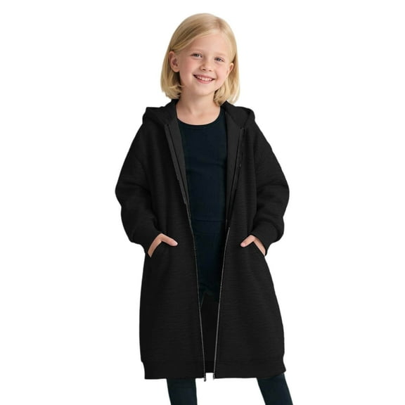 MuXiKeJi Hoodies For Teen Girls Fleece Long Zip Up Sweatshirt Jacket, Fall Winter Fashion Outfits, Kids Clothing 5-14 Years