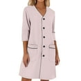 thumbnail image 1 of MuXiKeJi Scrub Dresses for Women Casual Solid Color Short Sleeve Nurse Working Uniform Pockets Stretchy V-Neck Holiday Workwear, 1 of 3