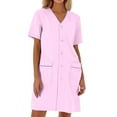 thumbnail image 1 of MuXiKeJi Scrub Dresses for Women Casual Solid Color Short Sleeve Nurse Working Uniform Pockets Stretchy V-Neck Holiday Workwear, 1 of 3