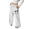 thumbnail image 1 of MuXiKeJi Sweatpants for Girls 10-12 Cute Y2K Bow Drawstring Wide Leg Pants Casual Loose Workout Athletic Pants with Pockets, 1 of 7