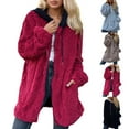 thumbnail image 1 of MuXiKeJi Winter Coat for Women Casual Loose Hooded Mid Long Fuzzy Fleece Jacket Full Zip Cozy Sherpa Outerwear, 1 of 5