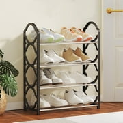 MuYan Shoe Rack Storage Organizer 4 Tier Free Standing Metal Shoe Shelf Compact Shoe Organizer for Entryway Closet Bedroom