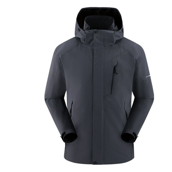 MuZeFu Big Men Coats 5xl Men Three-in-one Solid Color Outdoors Mountaineering Wearproof Warm Zipper Multi-pocket Down Feather Lnner Lap Coat Long Sleeve Jacket
