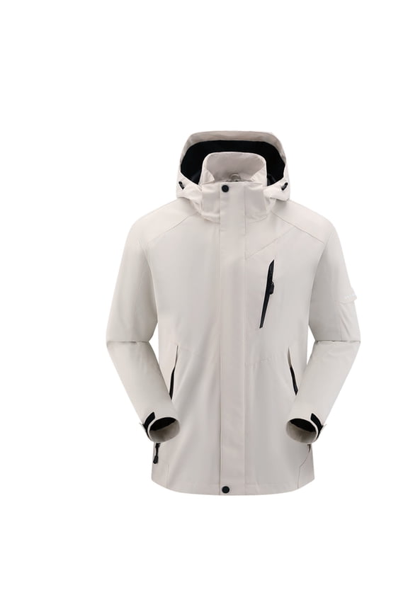 Big Men Coats 5xl Men Three-in-one Solid Color Outdoors Mountaineering Wearproof Warm Zipper Multi-pocket Down Feather Lnner Lap Coat Long Sleeve Jacket