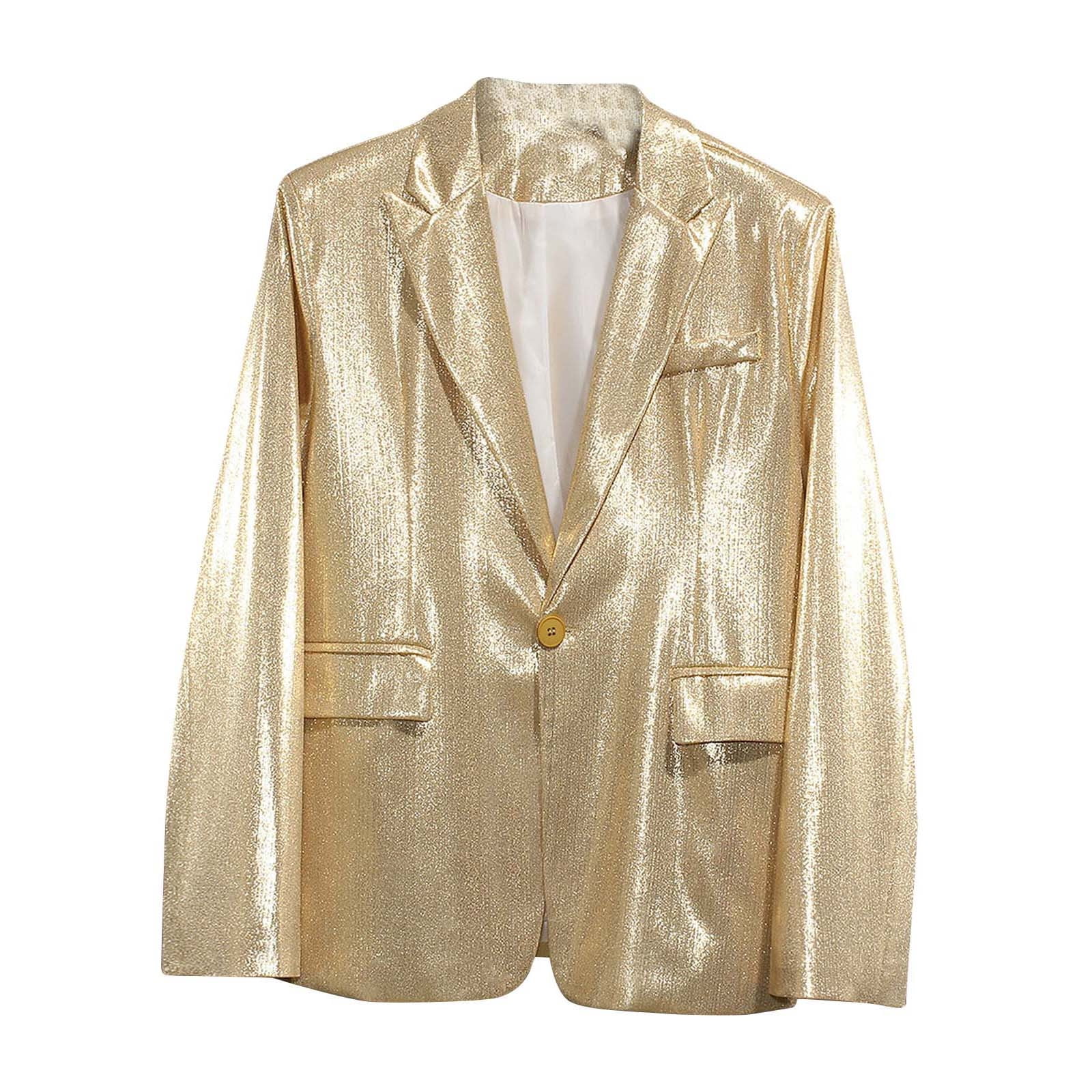 MuZeFu Blazers for Men Plus Men's Solid Color Glossy Performance Party