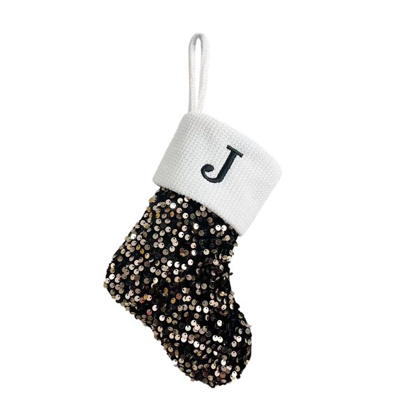MuZeFu Christmas Stockings with Initials Christmas Letter Solid Stocking Wool Pendant Christmas Decorations Gift Bag Socks