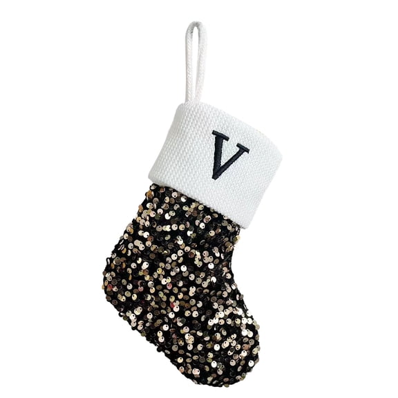 MuZeFu Christmas Stockings with Initials Christmas Letter Solid Stocking Wool Pendant Christmas Decorations Gift Bag Socks